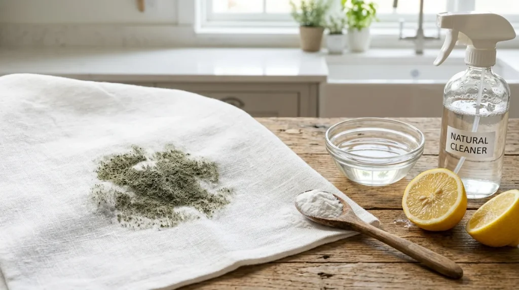 Ingrédients naturels pour nettoyant écologique: citron, herbes, spray